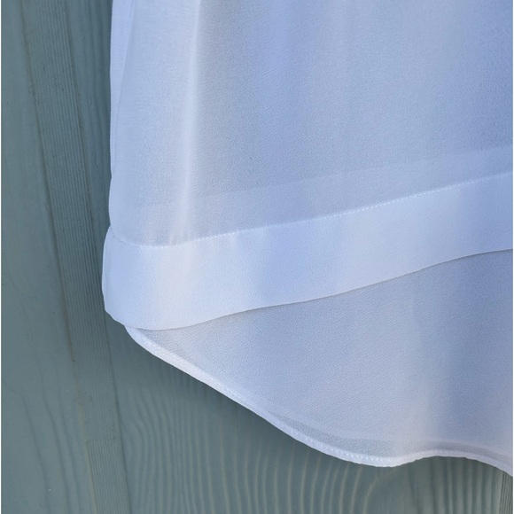 73. Michael Kors Women’s White Tiered Sleeveless Chiffon Hem Tank Top. Size XL - Picture 6 of 13